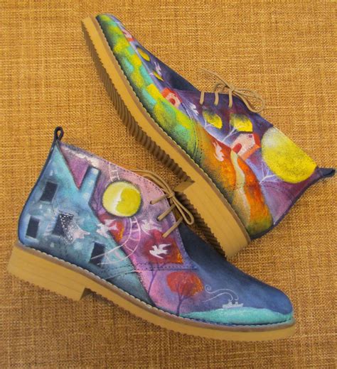 Handpainted Leather Shoes Painted Shoes Hand Painted Shoes Winter