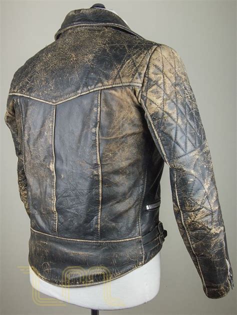 Vintage Motorcycle City Leather Biker Jacket With Patina Image Five