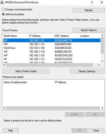 Adding Network Printers Epson Universal Print Driver Windows