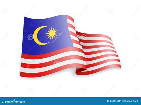 Malaysia Flag In The Wind Flag On White Vector Illustration Stock