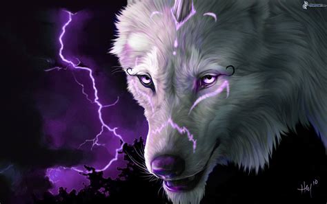 Purple Lightening Lobo Dos Desenhos Animados Fotos De Lobos Papel