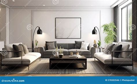 Epitome of Modern Modern Living Room Stock Illustration - Illustration