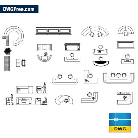 Reception Furnitures Dwg Free Dwg Drawing Top Autocad Files