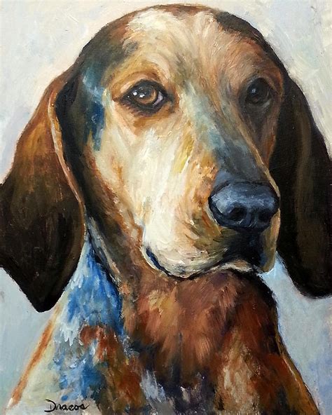 Bluetick Coonhound Painting By Dottie Dracos