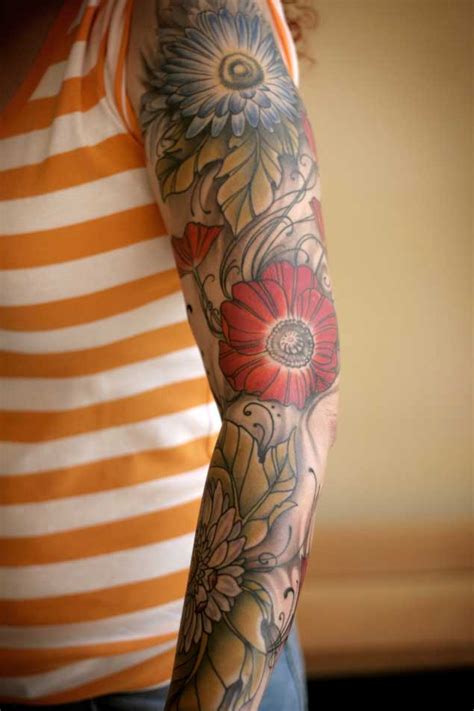Sleeve tattoo japanese style on a hand men. 30 Fabulous Floral Sleeve Tattoos for Women - TattooBlend