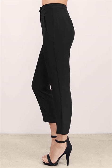 Black Pants Front Slit Pants High Waisted Pants Black Trousers