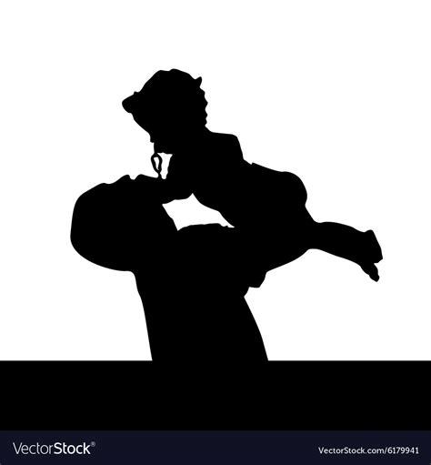 Father Playing With Daughter Silhouette Royalty Free Vector