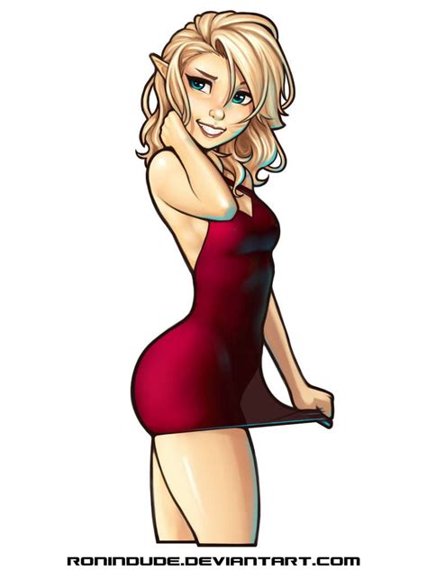 Evening Drawing Sassy Elf In Little Red Dress By