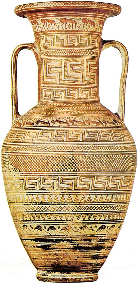 Geometric Amphora From Dipylon Cemetery Athens Greek Pattern