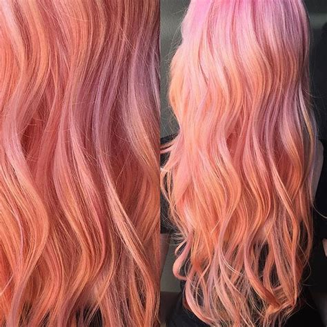 Pastel hair colours have taken a peachy turn! Beautiful peach hair color by Sam Ploskonka pink hair ...