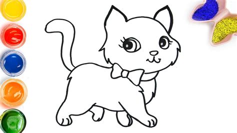 Cat Color Drawing For Kids Learn How To Draw Cat For Kids Pictures