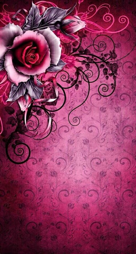 Pink And Black Gothic Wallpaper Flowery Wallpaper