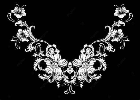 Baroque Style Vector Hd Png Images Floral Neck Embroidery Design In