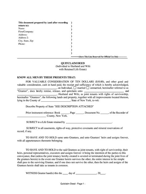 Quit Claim Deed Form Ny 2020 2022 Fill And Sign Printable Template