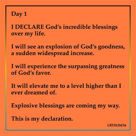 Day 1 I Declare Gods Incredible Blessings Over My Life I Will See An