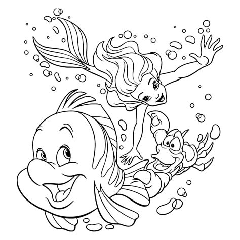 The Little Mermaid Ariel And Sebastian Pursue Flounder Undersea