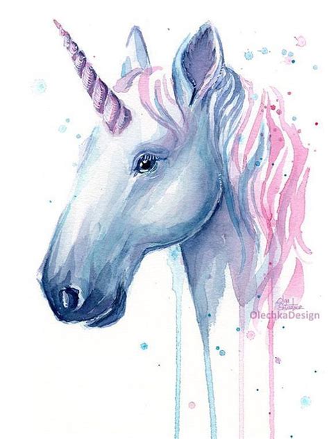 Unicorn Art Print Watercolor Unicorn Unicorn Painting Blue Etsy Artofit