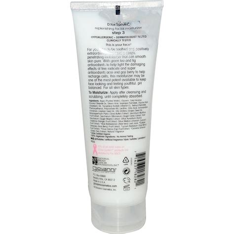 Giovanni Hair Care Products Dtox System Replenishing Facial Moisturizer Step 3 4 Oz