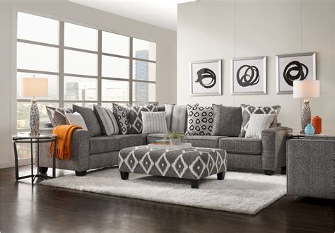 Carole Court Gray 3 Pc Sectional Living Room Living Room Sets Gray