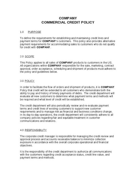 4 Credit Policy Templates Word Excel Templates Intended For Terms