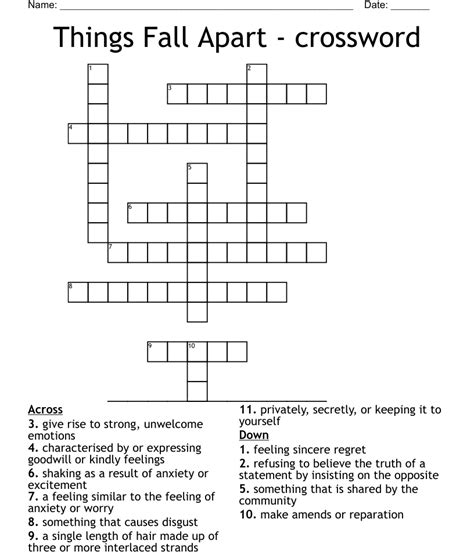 Things Fall Apart Crossword Wordmint