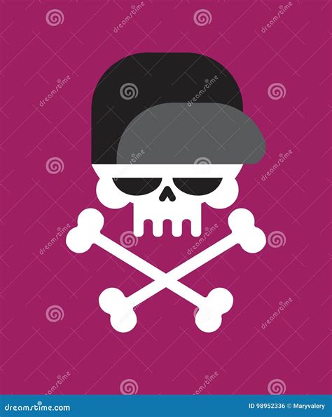 Skull In Baseball Cap Isolated Head Of Skeleton In Hat Stock Vector