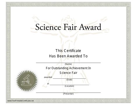 Science Fair Award Certificate Template Beige Download Printable Pdf
