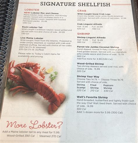 Red Lobster Menu With Prices Slc Menu