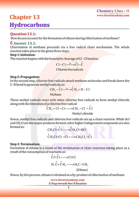 NCERT Solutions For Class 11 Chemistry Chapter 13 Hydrocarbons