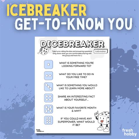Dicebreaker Simple One Dice Version Roll And Tell Icebreaker