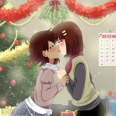 Christmas Kiss By Kiralushia Charisk Yuri Undertale Cute Charisk