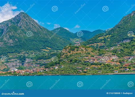 Marone Village At Iseo Lake In Italy Stock Photo Image Of Scenery