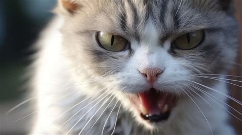 Angry Cat Closeup The Cat Growls Stock Image Image Of Kitty Animal