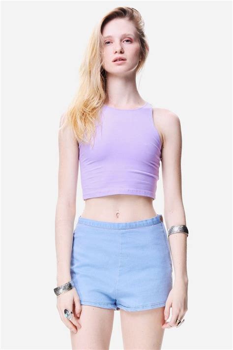 Basic Sleeveless Cropped Top Light Purple Fit N Snug Slim Scoop