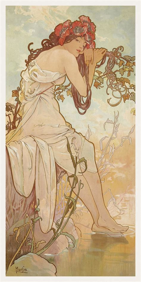 The Seasons Summer Art Nouveau Portrait Alphonse Mucha