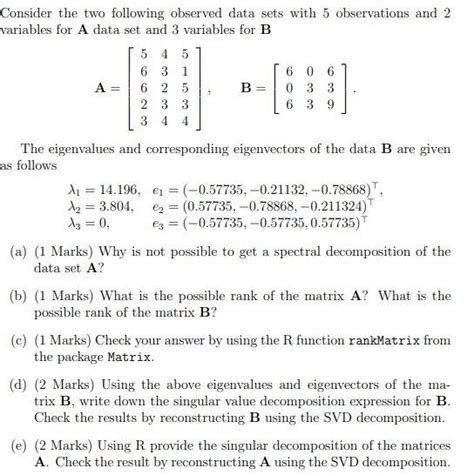 solved consider the two following observed data sets with 5