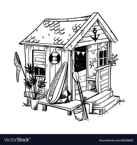 Beach Hut Cosy Holiday Home At The Beach Vector Illustration Download
