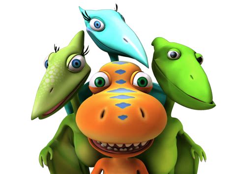 Cute dinosaur, funny ancient brontosaurus and green triceratops. Cartoon Characters: Dinosaur Train (PNG)