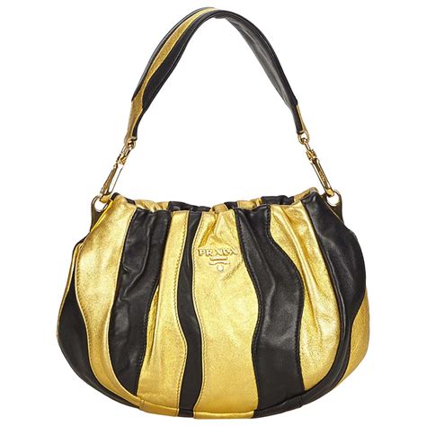 Prada Gold Gathered Leather Shoulder Bag For Sale At 1stdibs