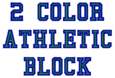 2 Color Athletic Machine Embroidery Fonts 1392 Etsy