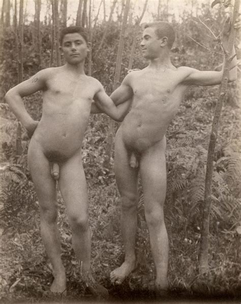 Two Nude Men Standing In A Forest Art Blart