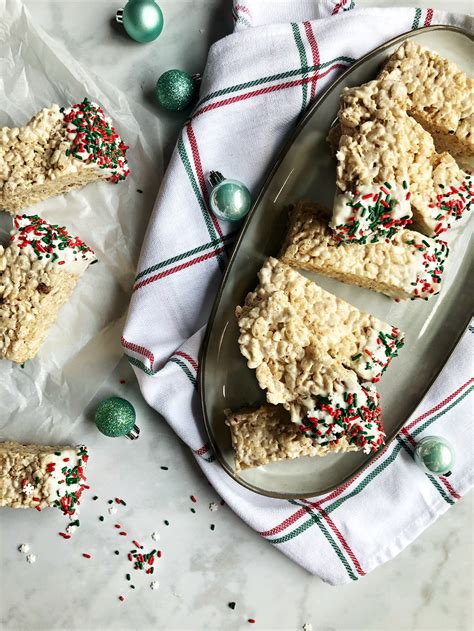 Brown Butter Cinnamon Rice Krispie Squares With A Christmas Sprinkle