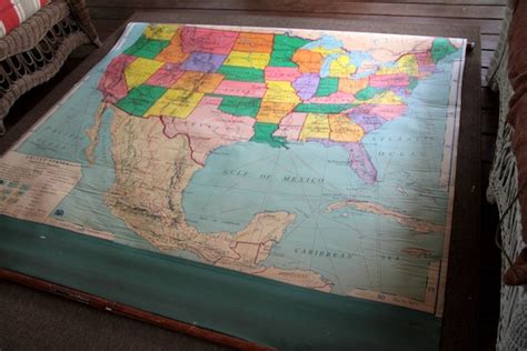 Vintage School Map Pull Down United States And By Fernhillrd