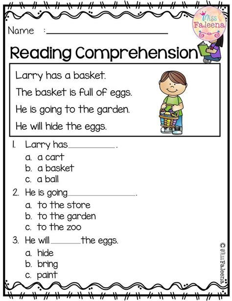 Reading Worksheet With The Words Reading Comprehension