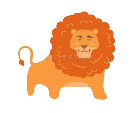 Cute Cartoon Lion Isolated On White Transparent Background Stock