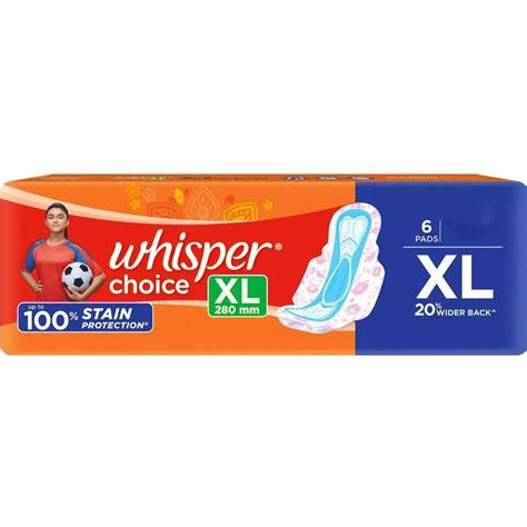 Whisper Choice Sanitary Pads Xl 6 Count Price Uses Side Effects