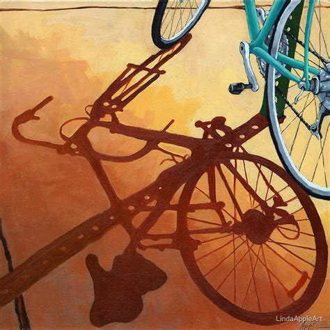 Aqua Angle Bicycle Painting By Lindaappleart Redbubble