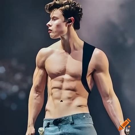 Shawn Mendes Flexing His Muscles On Craiyon