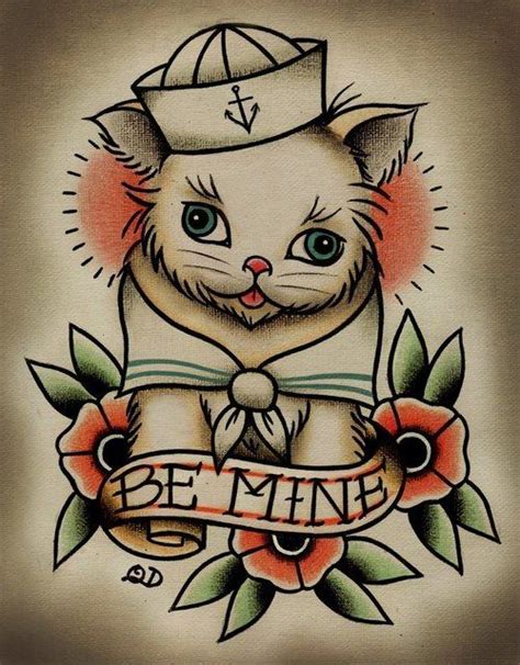 Sailor Jerry Tattoos And Norman Collins Tattoo Flash Ideas Cat Tattoo