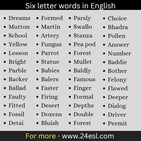 6 Letter Words List